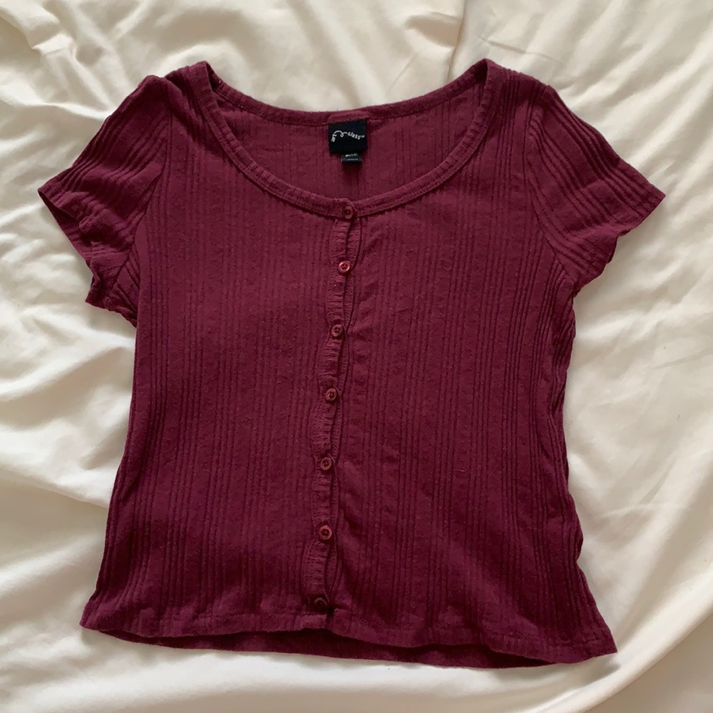 maroon button up